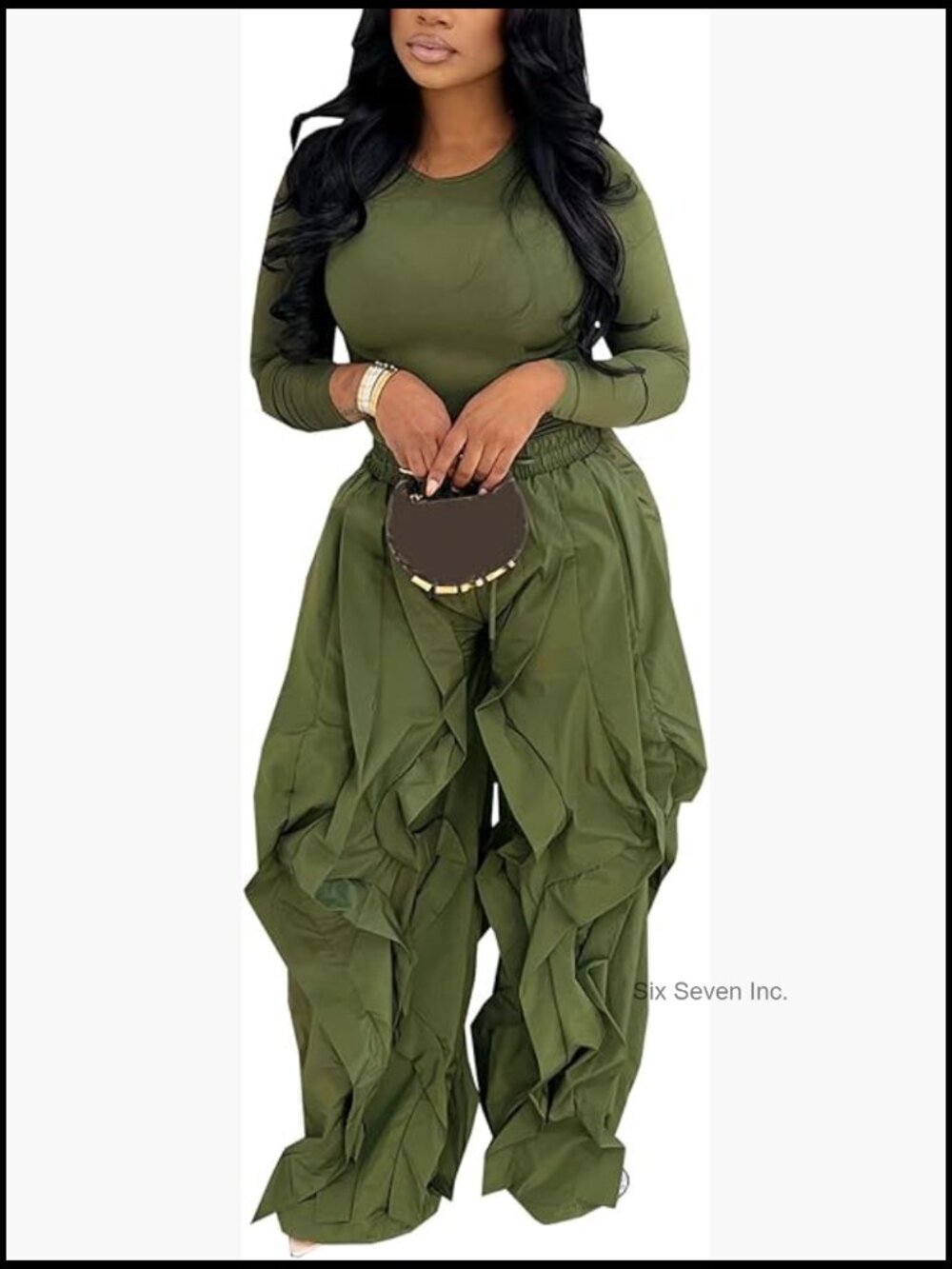 2 Piece Long Sleeve Top Wide Leg Fringe Tassel Pants Set Jumpsuit